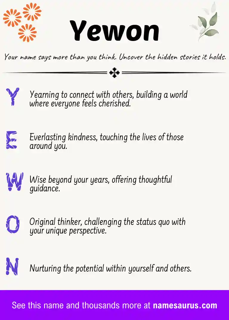 Acrostic poem about Yewon.