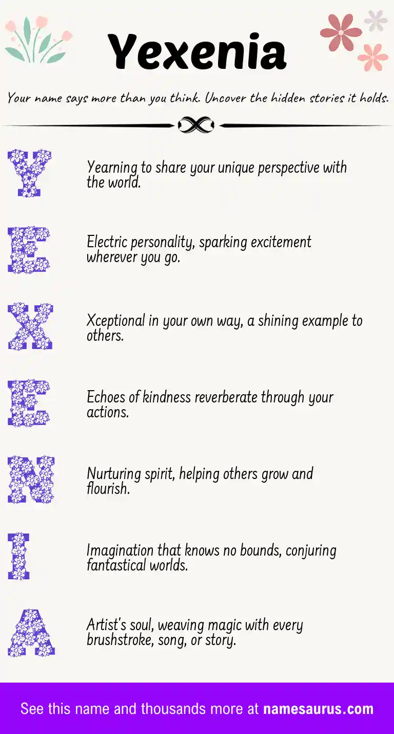 Acrostic poem about Yexenia.