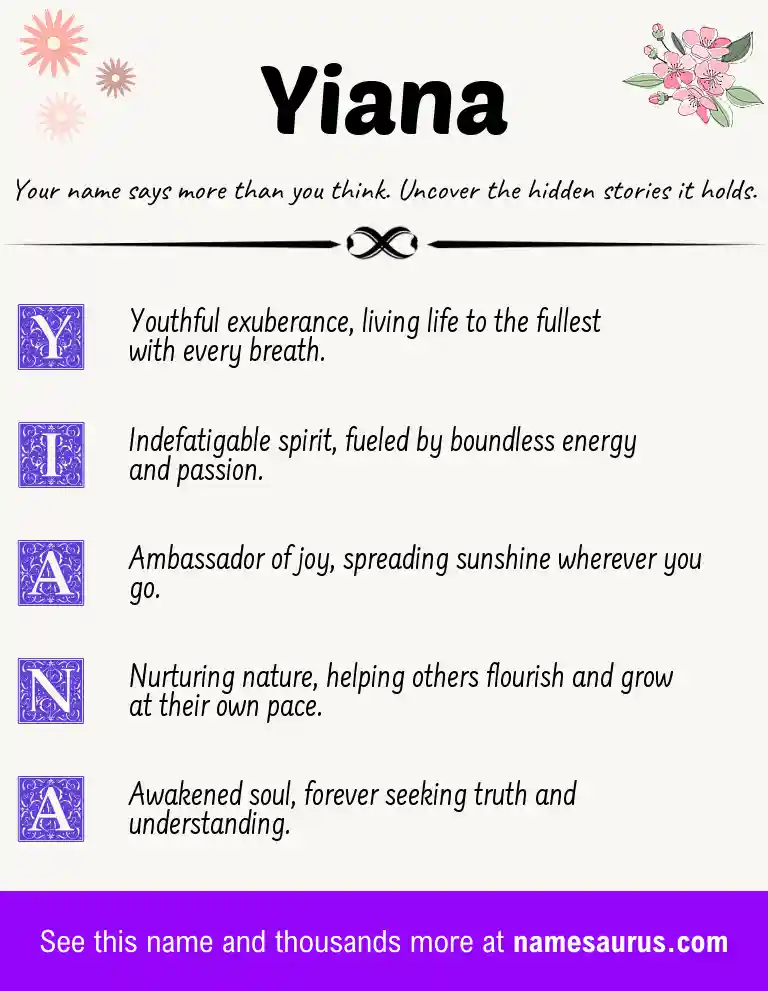 Acrostic poem about Yiana.