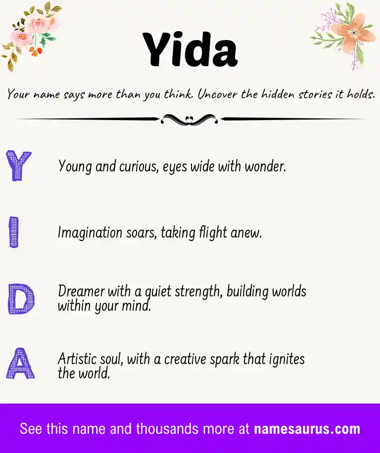 Acrostic poem about Yida.