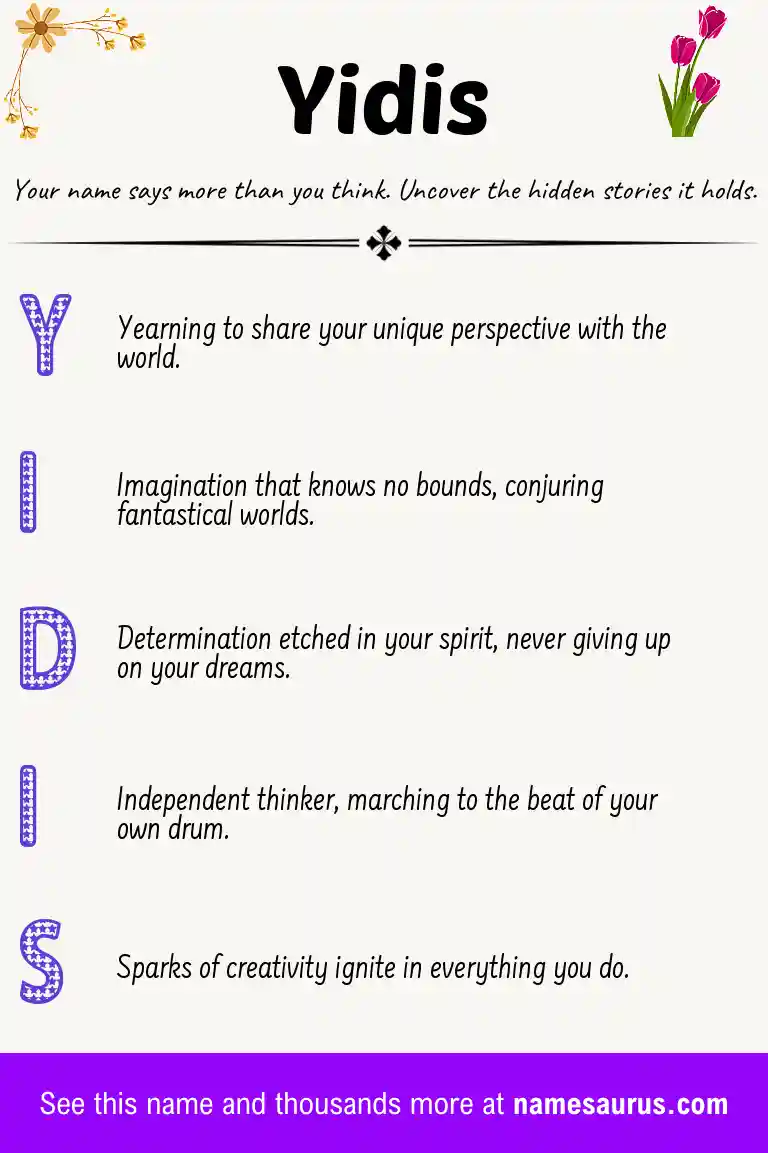 Acrostic poem about Yidis.