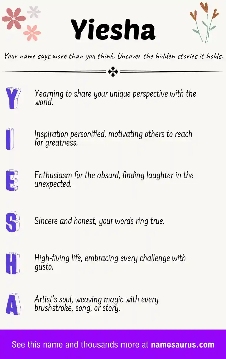 Acrostic poem about Yiesha.