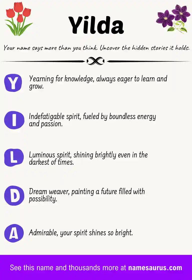 Acrostic poem about Yilda.