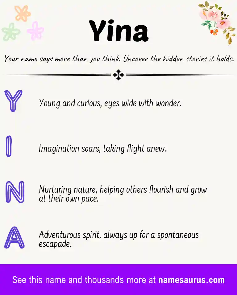 Acrostic poem about Yina.