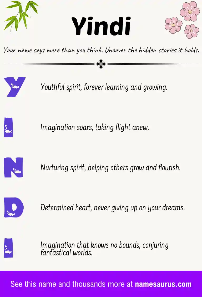 Acrostic poem about Yindi.