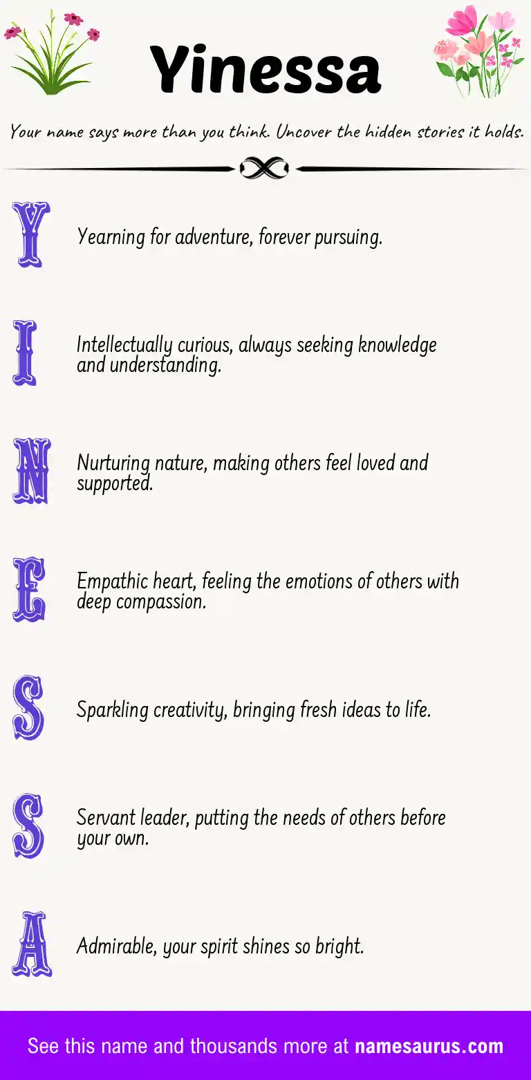 Acrostic poem about Yinessa.