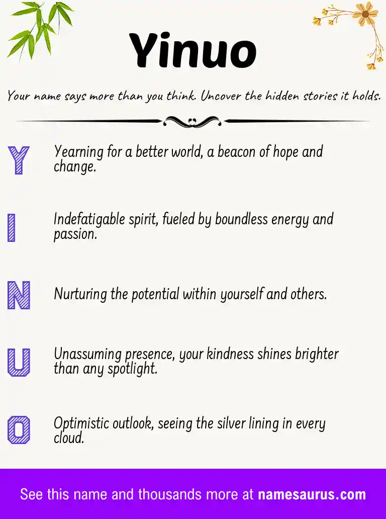 Acrostic poem about Yinuo.