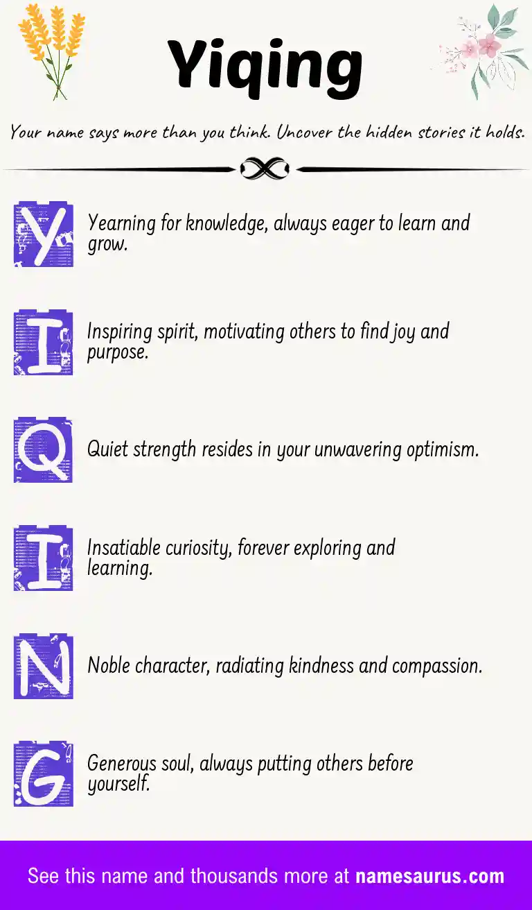 Acrostic poem about Yiqing.
