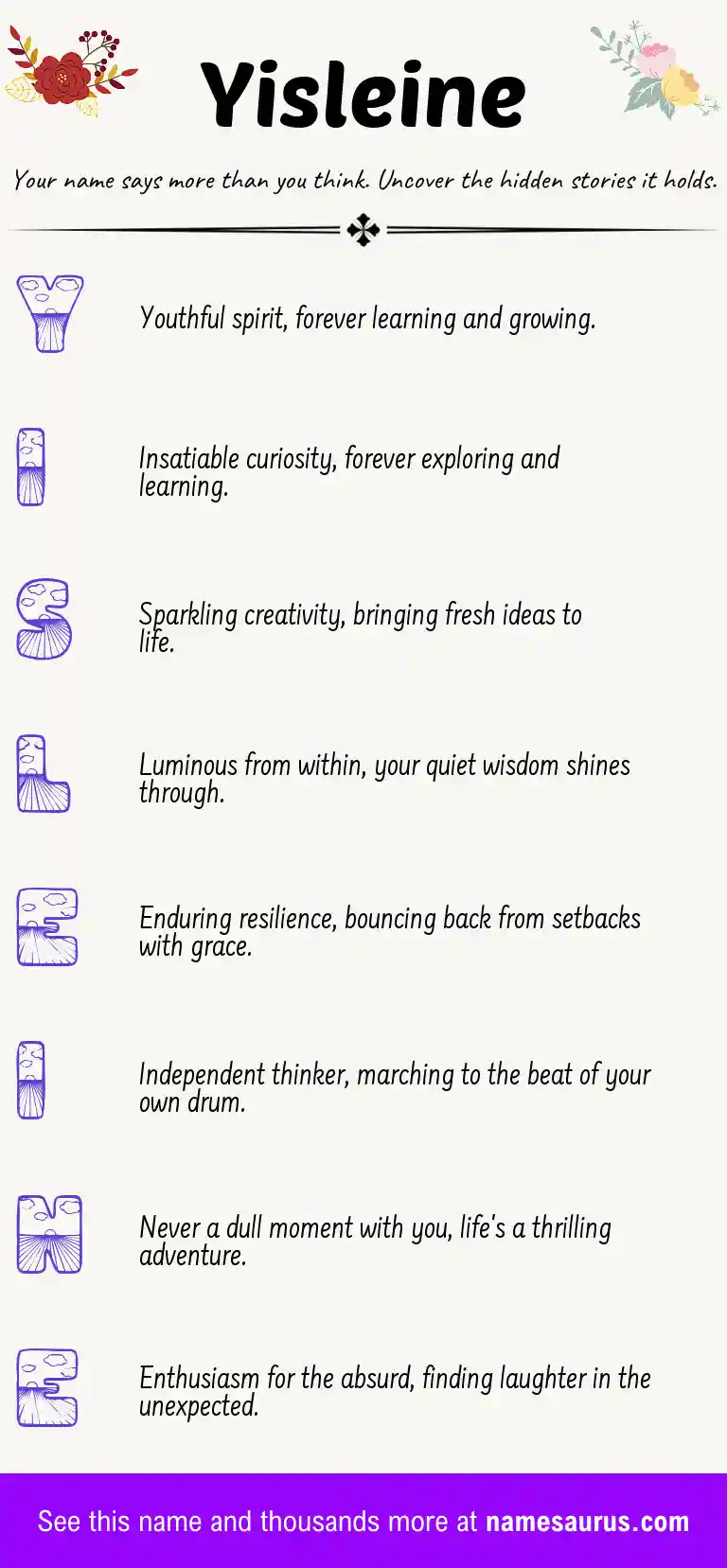 Acrostic poem about Yisleine.