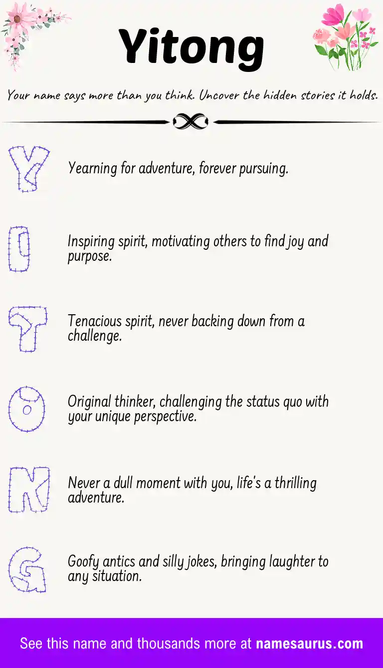 Acrostic poem about Yitong.