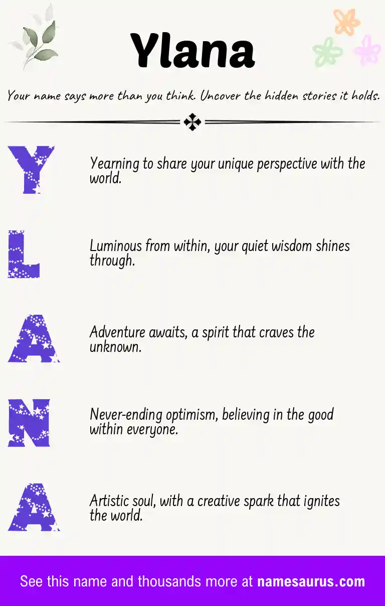 Acrostic poem about Ylana.