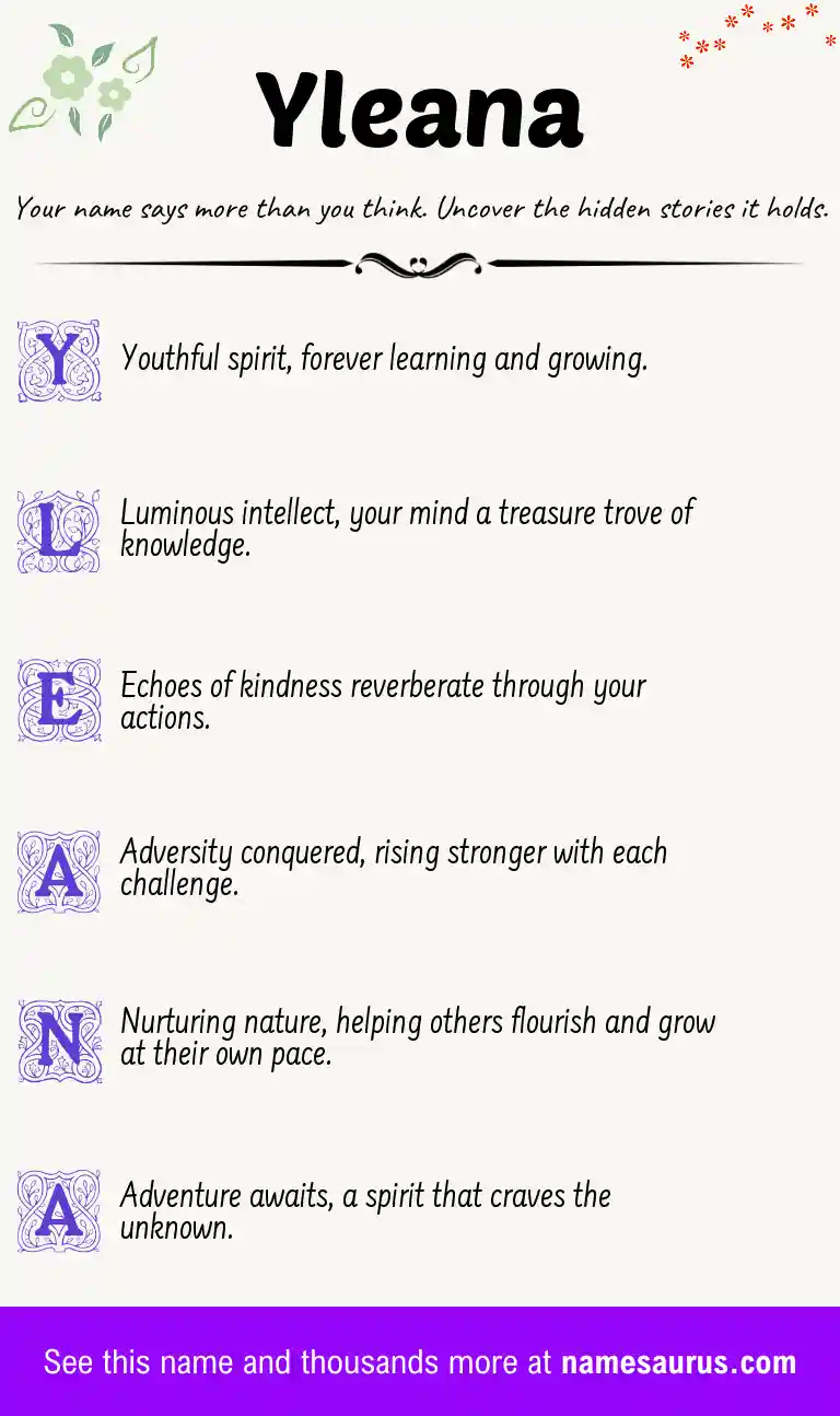 Acrostic poem about Yleana.