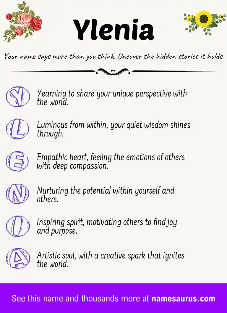Acrostic poem about Ylenia.