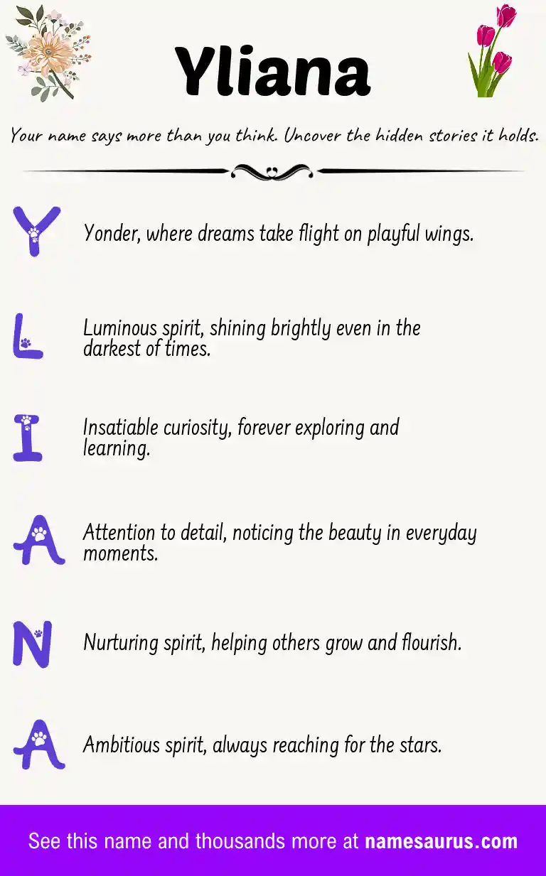 Acrostic poem about Yliana.