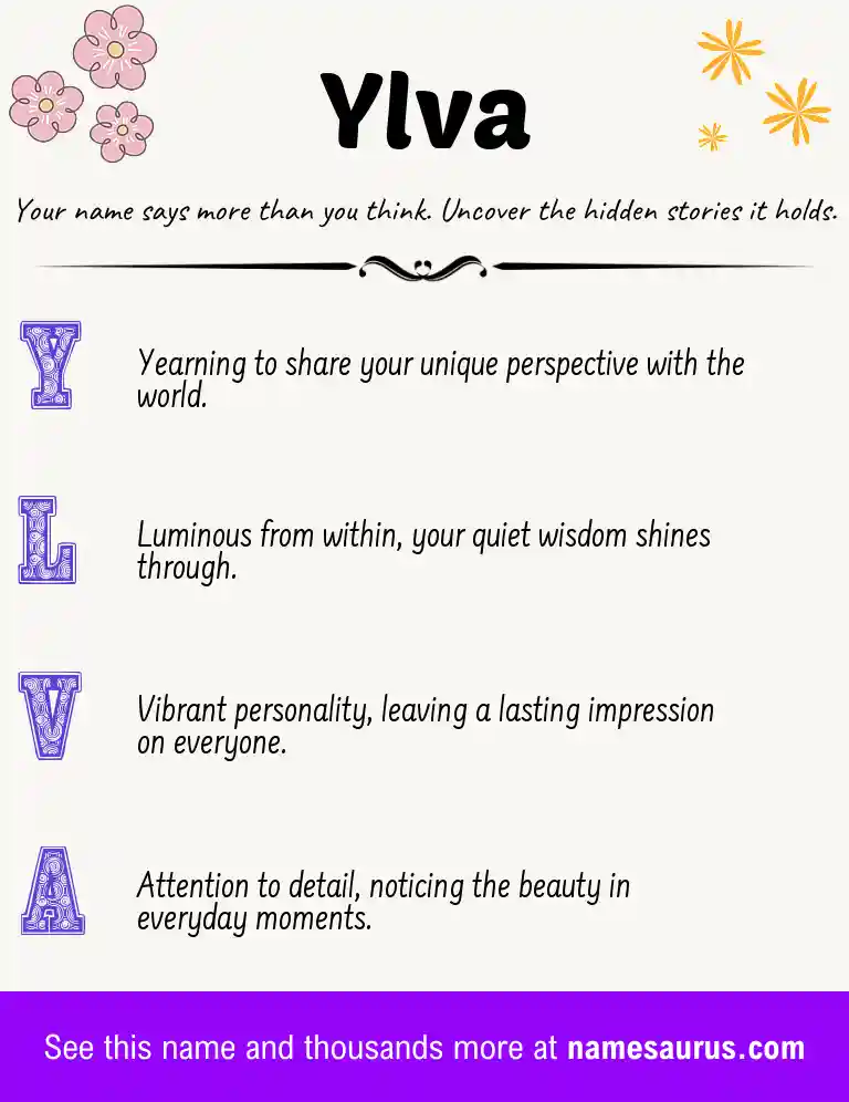 Acrostic poem about Ylva.