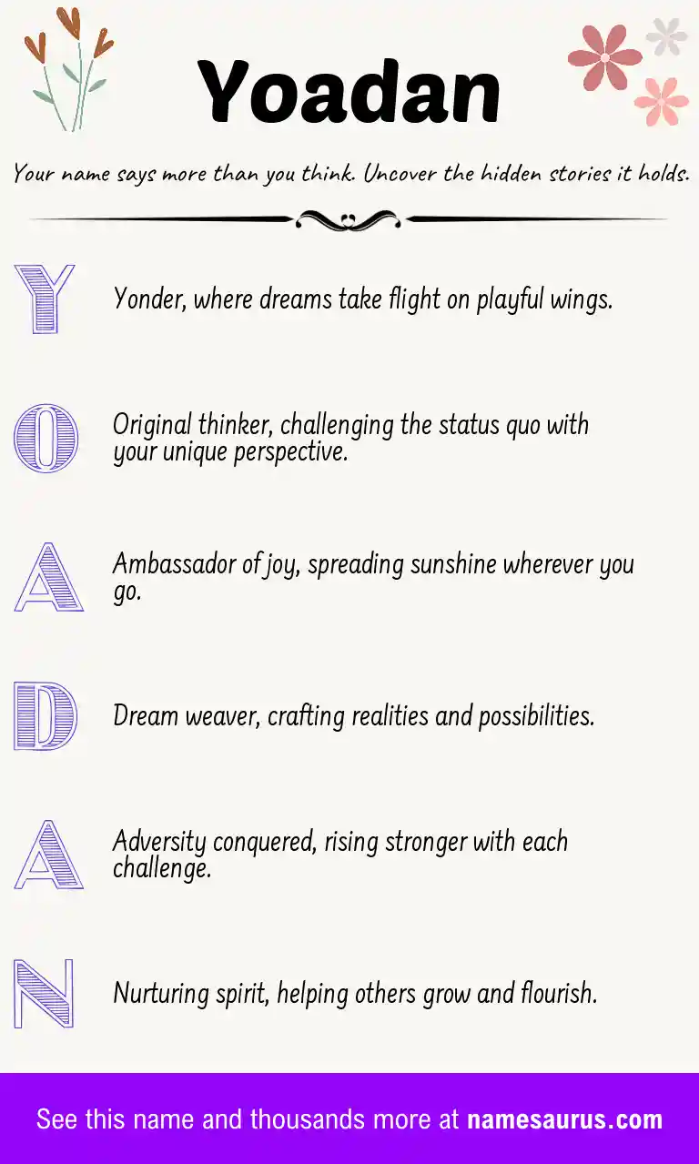 Acrostic poem about Yoadan.