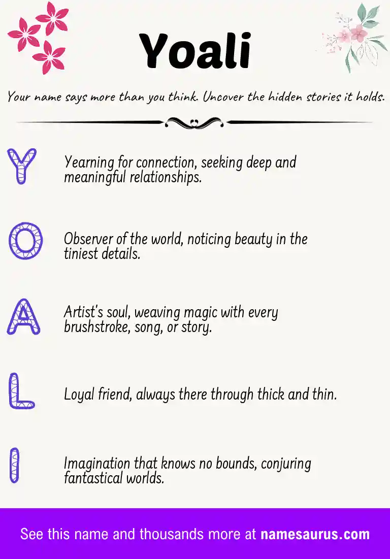 Acrostic poem about Yoali.