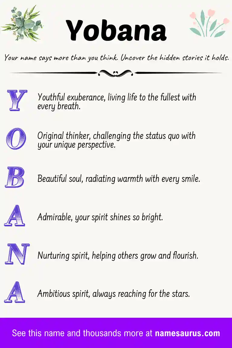 Acrostic poem about Yobana.