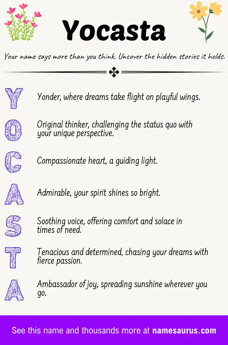 Acrostic poem about Yocasta.
