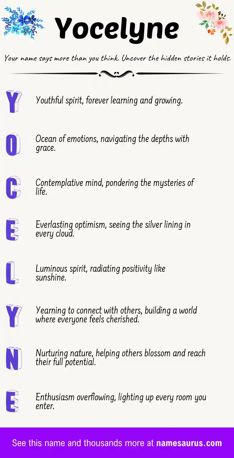 Acrostic poem about Yocelyne.