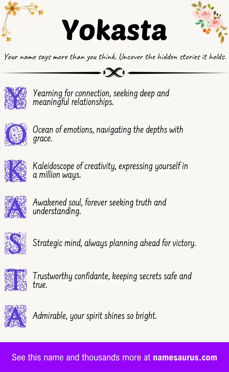 Acrostic poem about Yokasta.