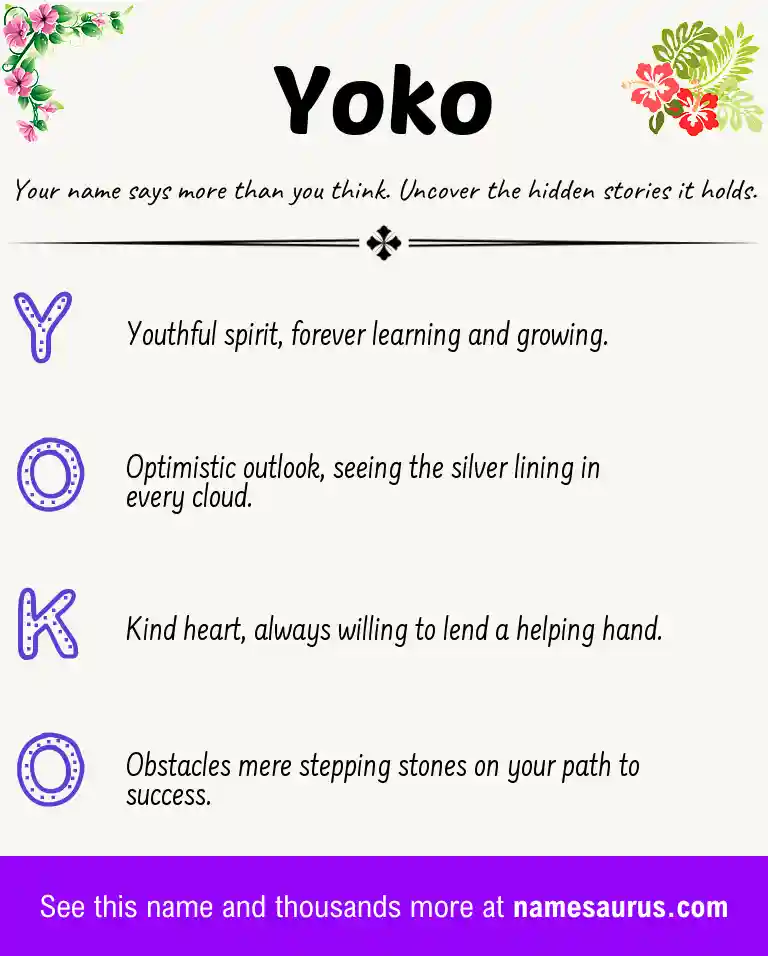Acrostic poem about Yoko.