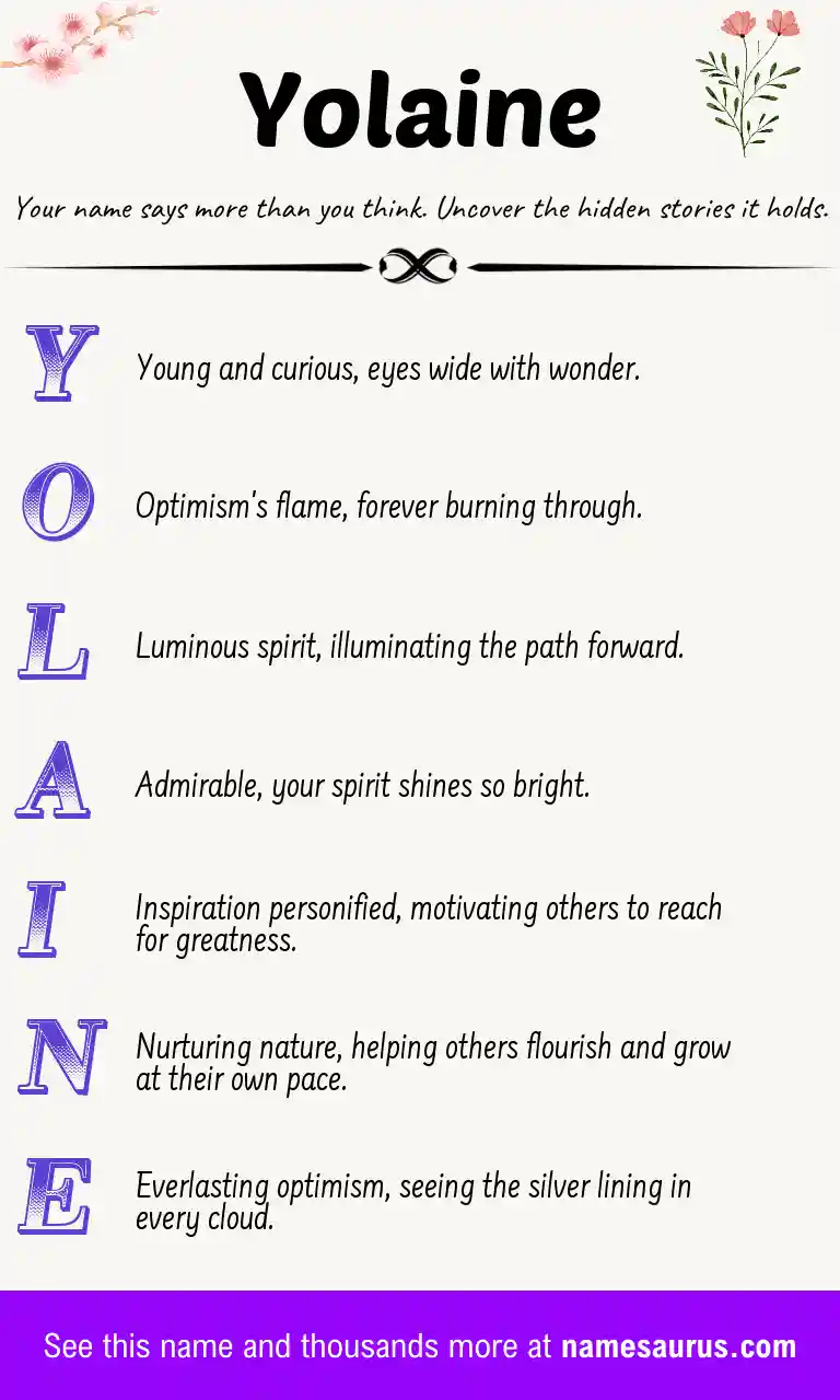 Acrostic poem about Yolaine.