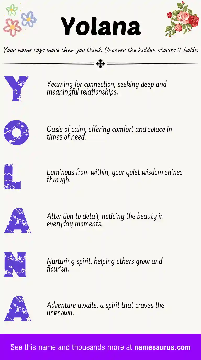 Acrostic poem about Yolana.