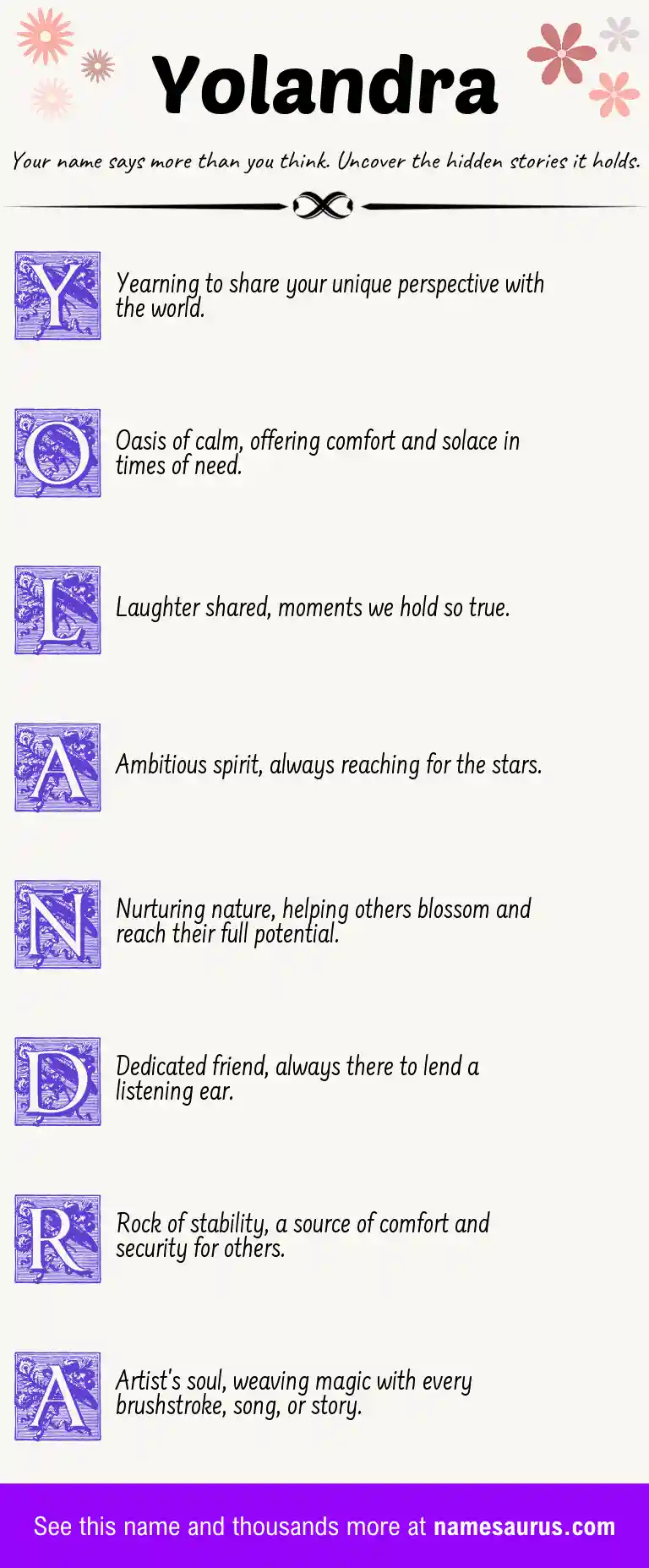 Acrostic poem about Yolandra.