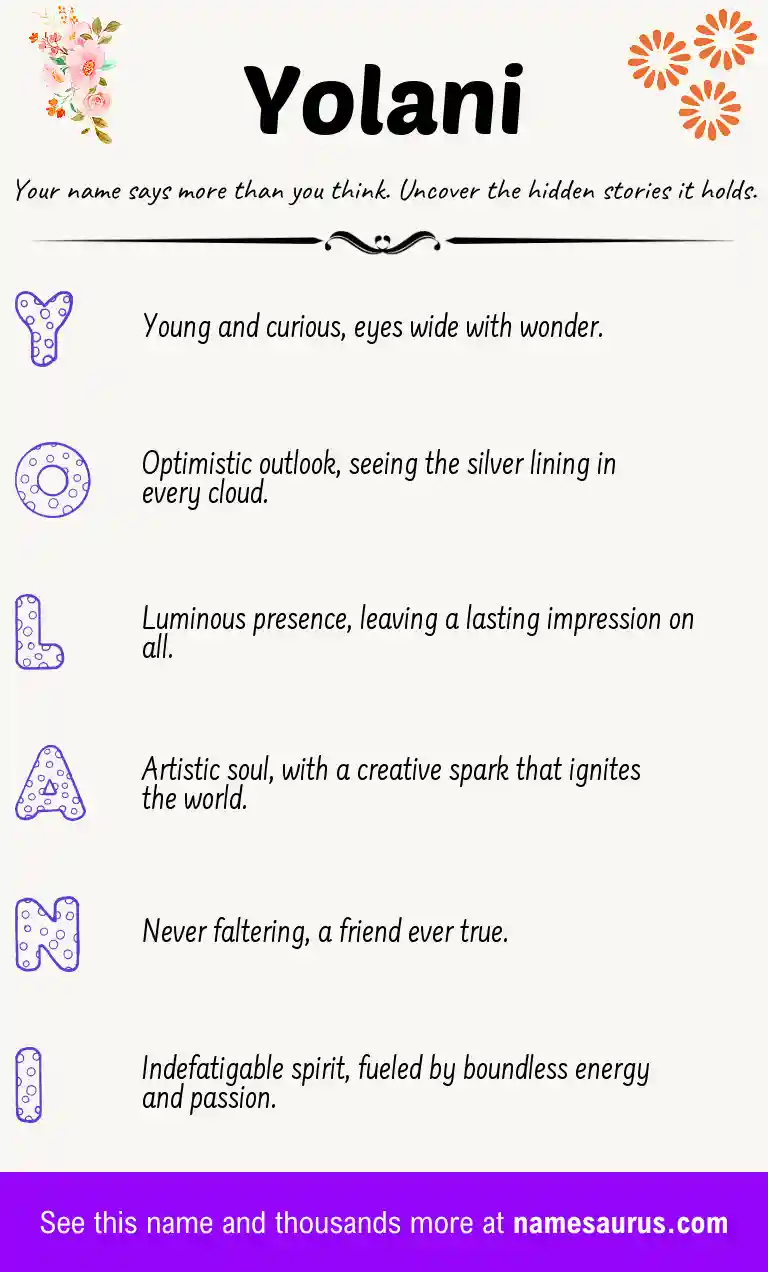 Acrostic poem about Yolani.