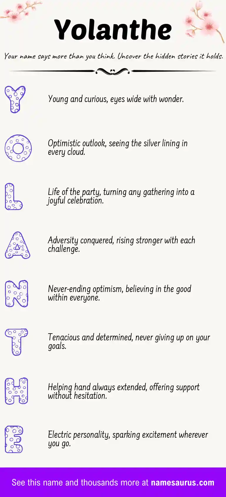 Acrostic poem about Yolanthe.