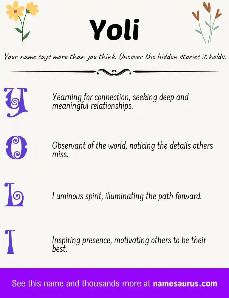 Acrostic poem about Yoli.
