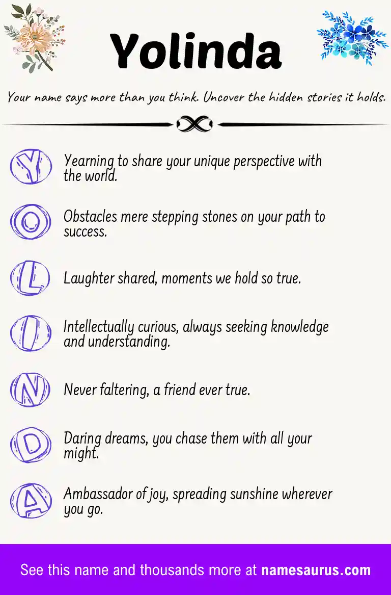 Acrostic poem about Yolinda.