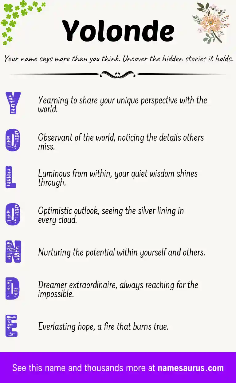 Acrostic poem about Yolonde.