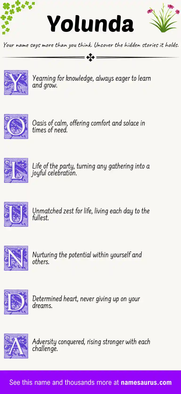 Acrostic poem about Yolunda.
