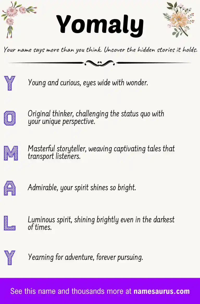 Acrostic poem about Yomaly.