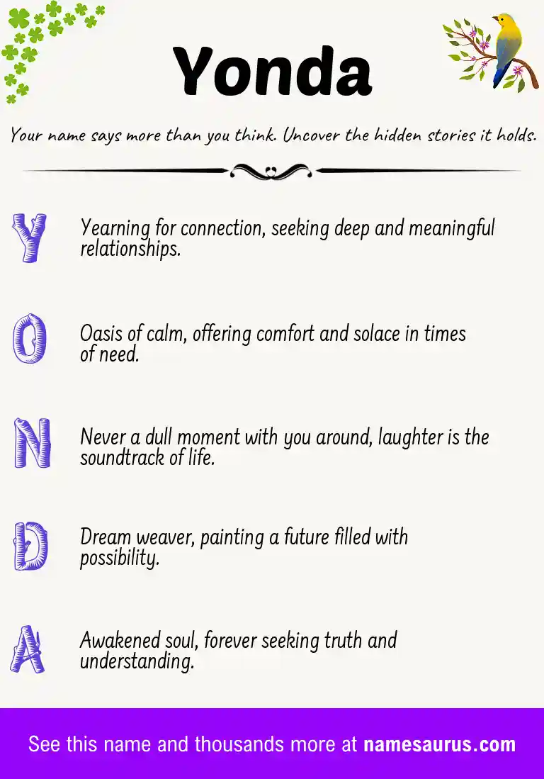 Acrostic poem about Yonda.