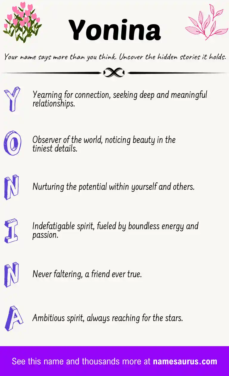 Acrostic poem about Yonina.