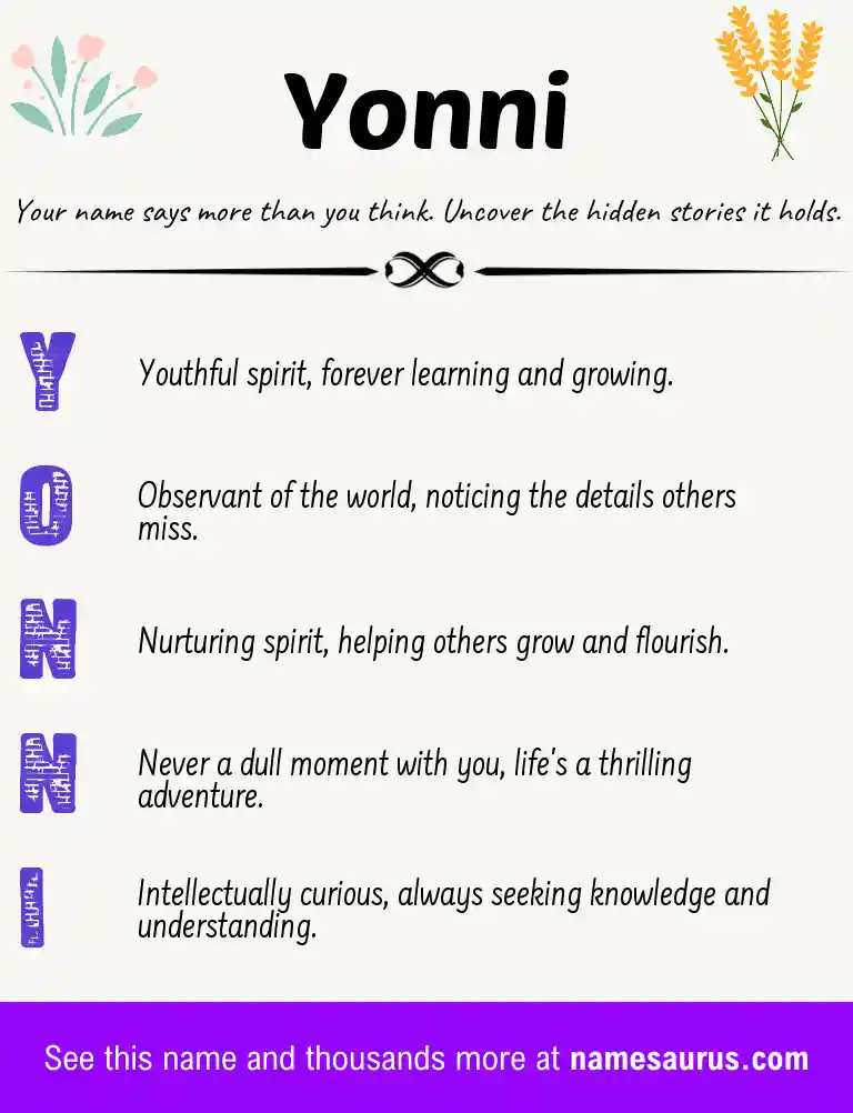 Acrostic poem about Yonni.