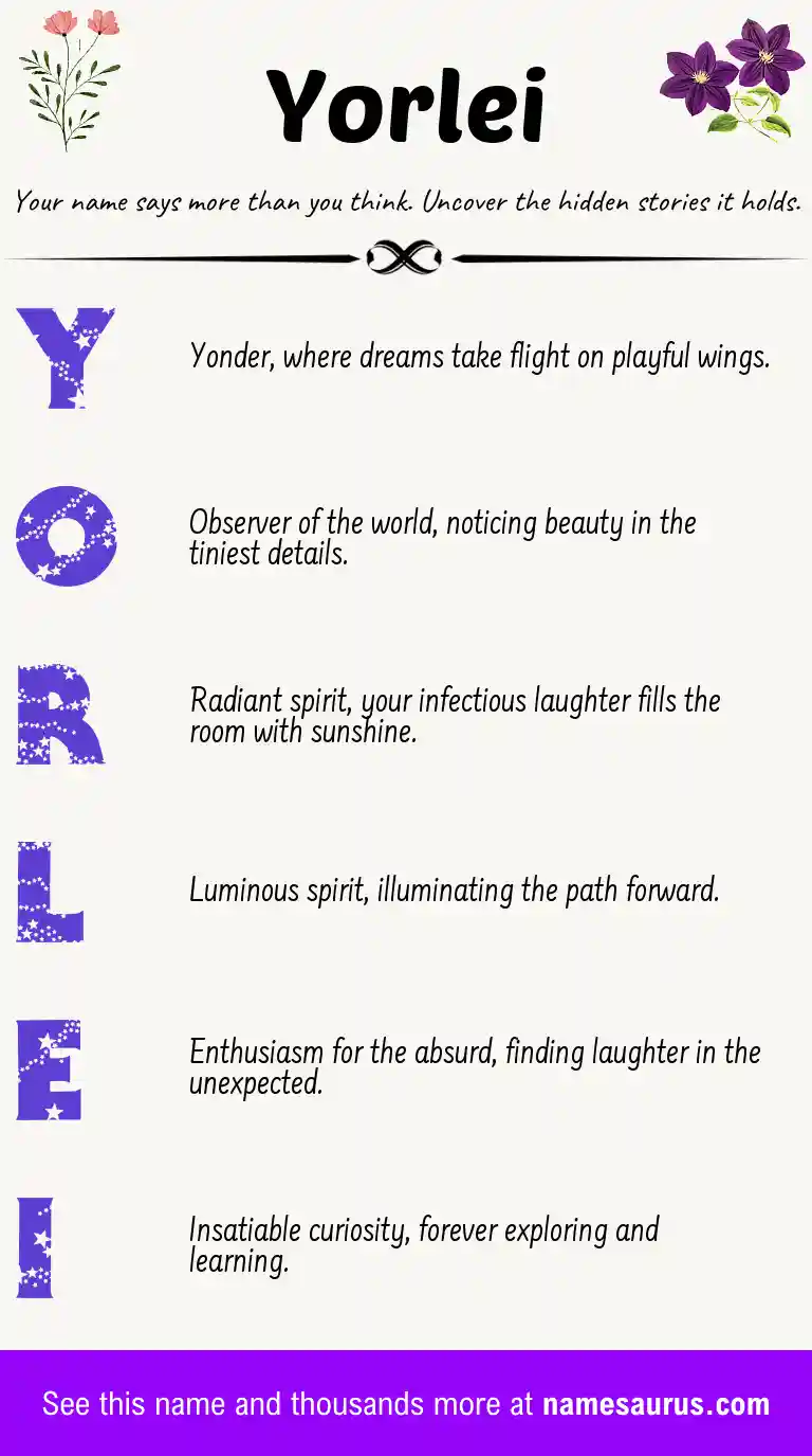 Acrostic poem about Yorlei.
