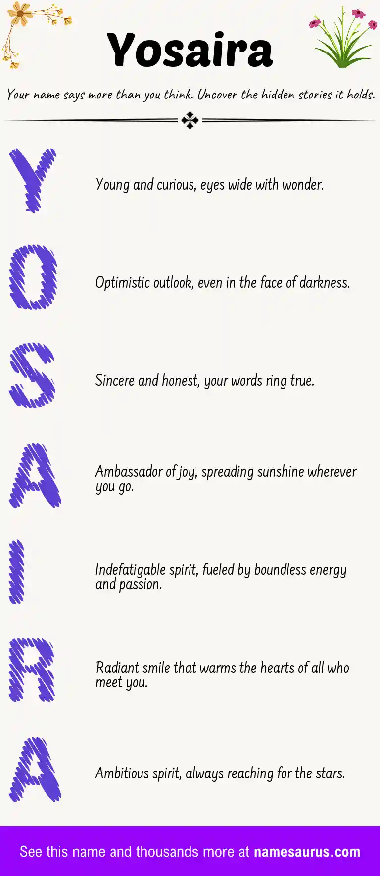 Acrostic poem about Yosaira.