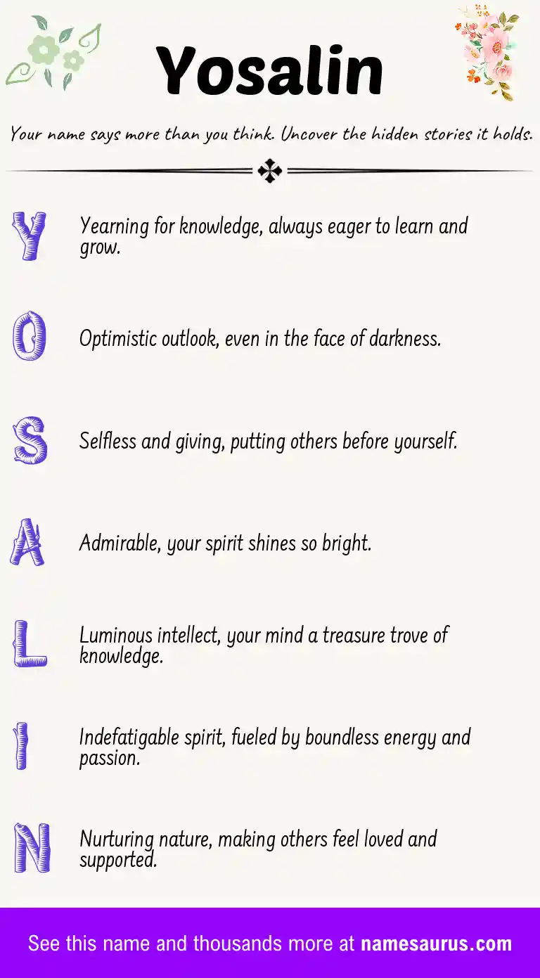 Acrostic poem about Yosalin.
