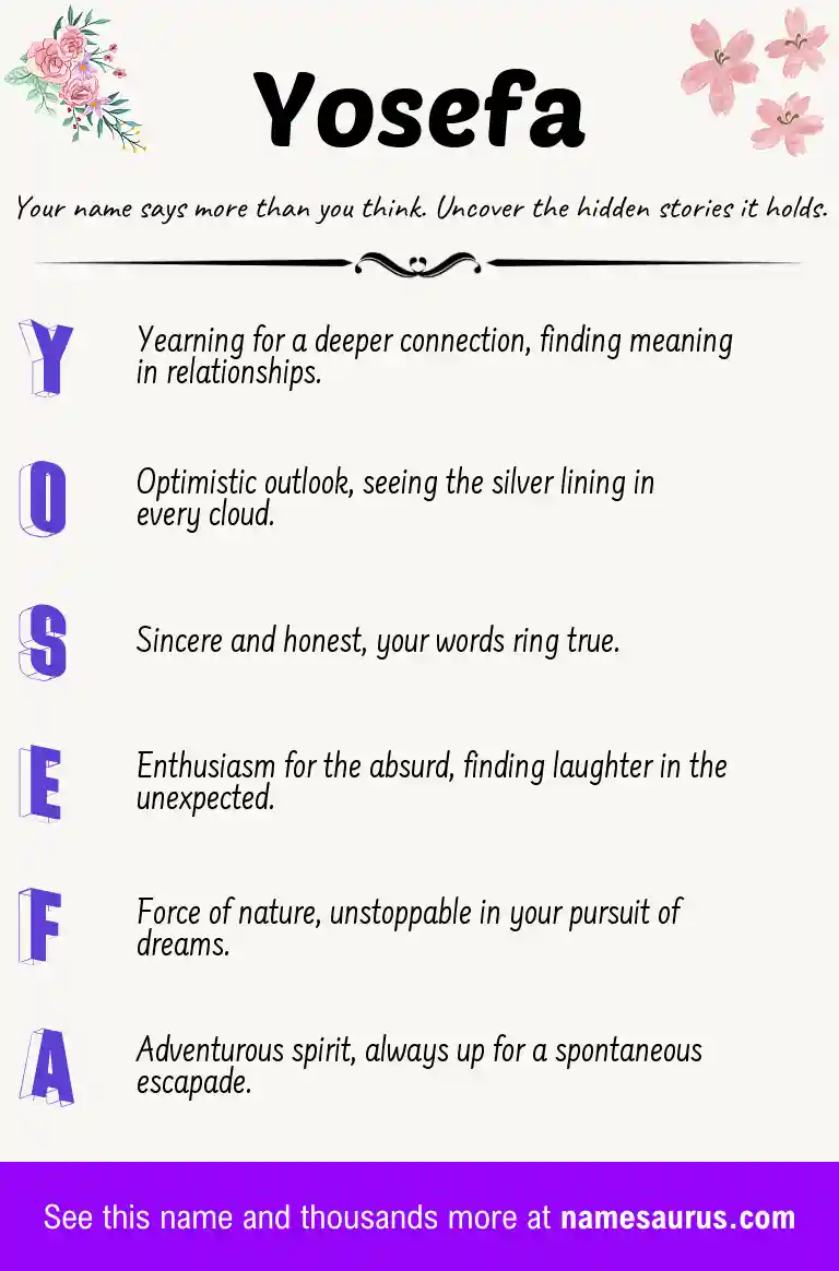 Acrostic poem about Yosefa.