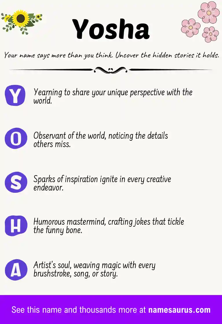 Acrostic poem about Yosha.