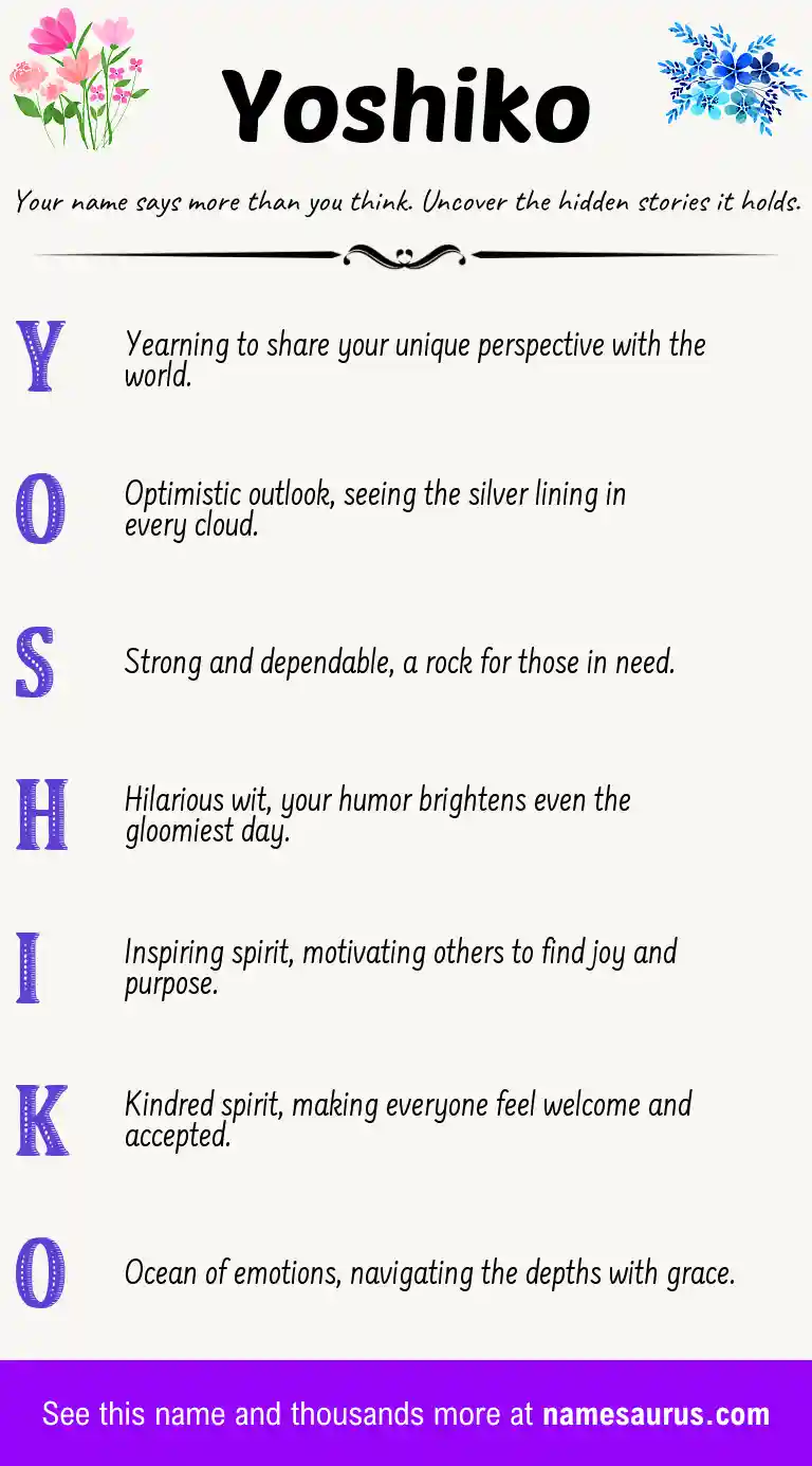 Acrostic poem about Yoshiko.