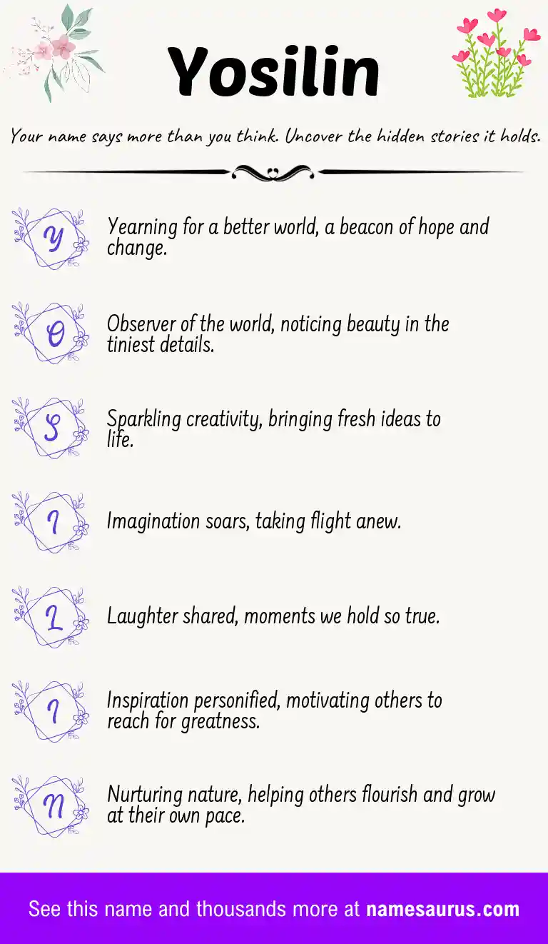 Acrostic poem about Yosilin.