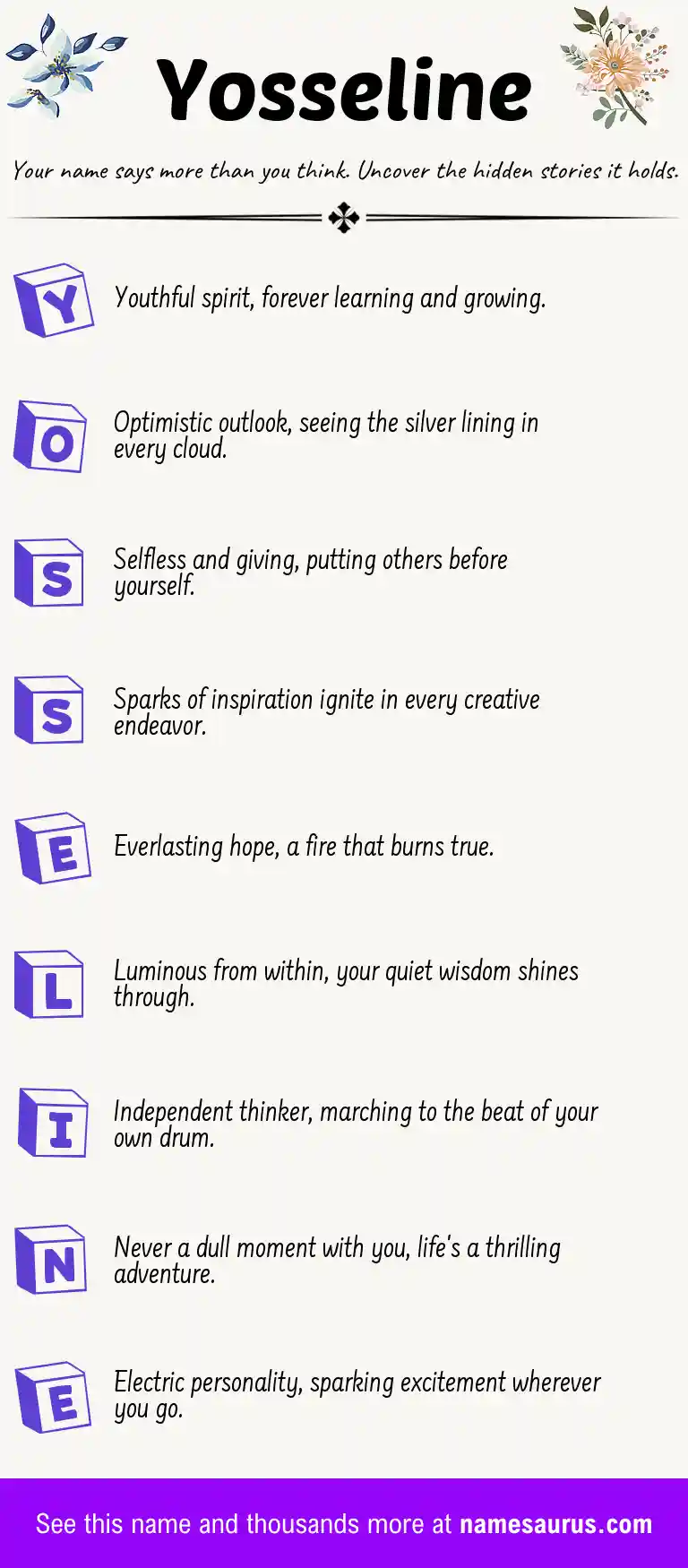 Acrostic poem about Yosseline.