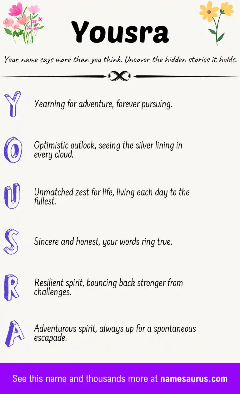 Acrostic poem about Yousra.