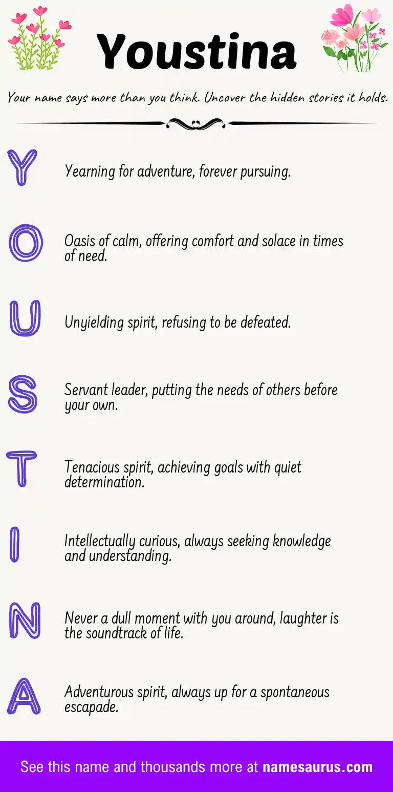 Acrostic poem about Youstina.