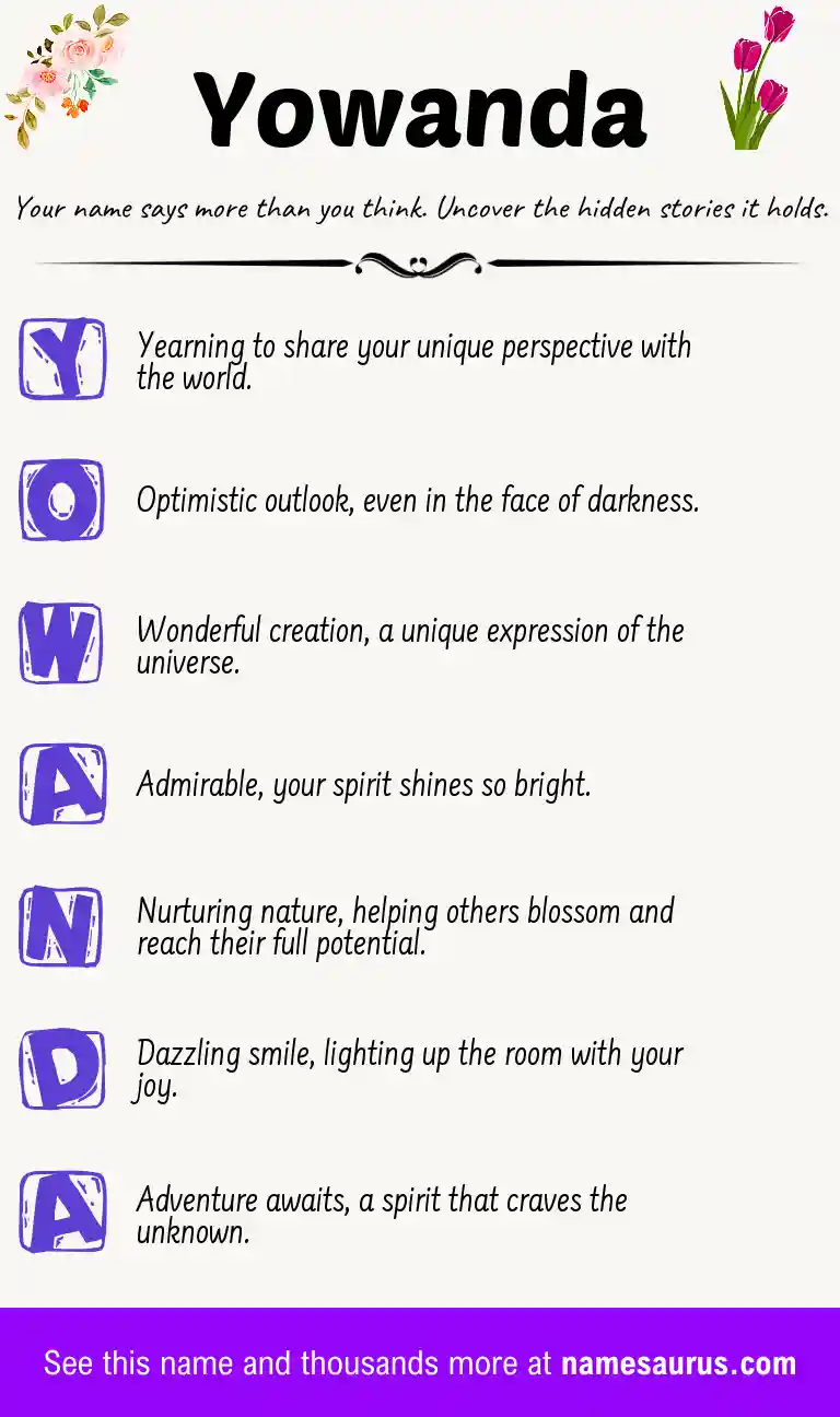 Acrostic poem about Yowanda.